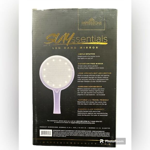 Impressions LED Cristal clear lighted hand mirror with a touch of a button - Picture 2 of 4